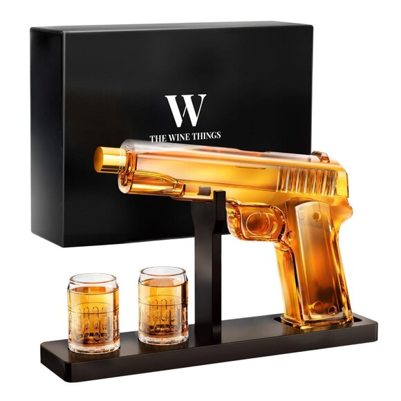 Gifts for Men Dad, 10.1 Oz Whiskey Decanter Set with 2 shot glasses and display - Picture 1 of 12